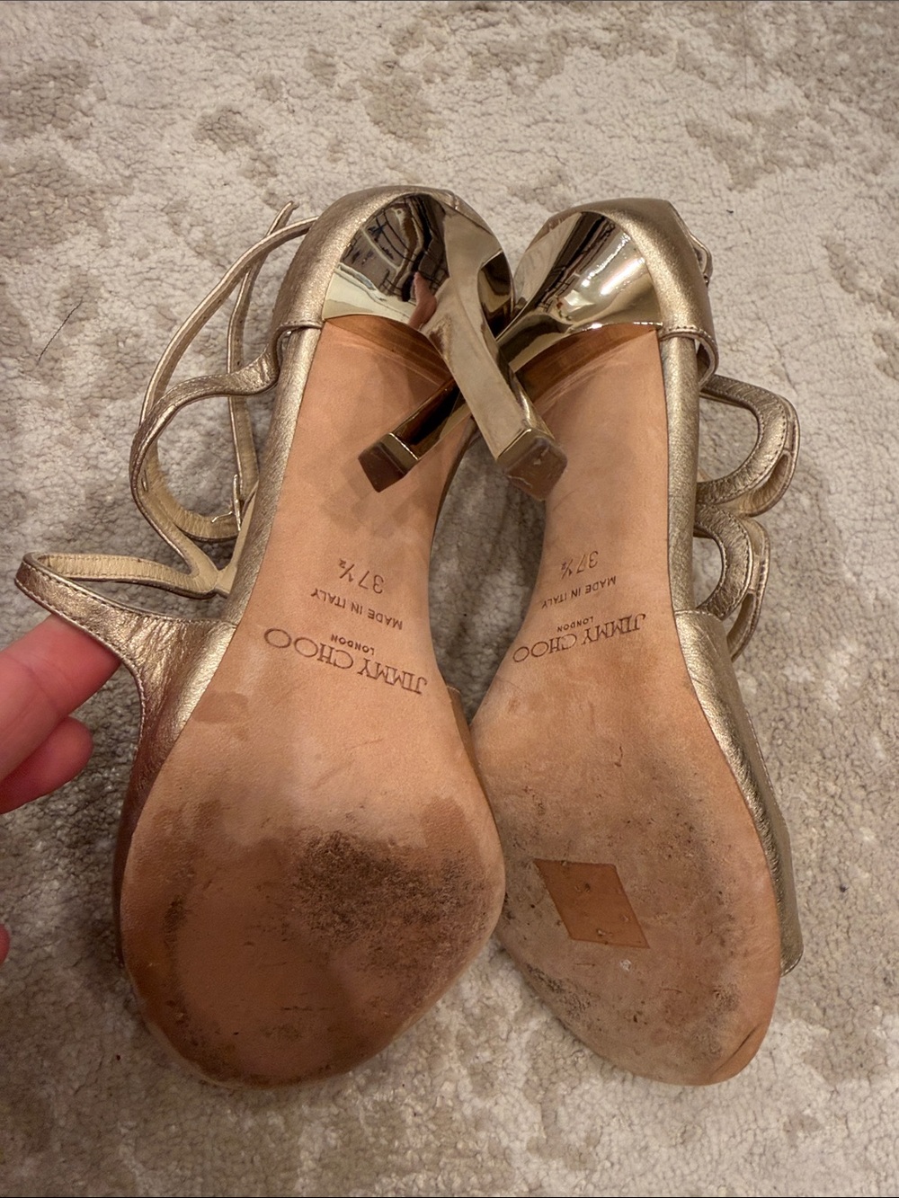 Jimmy Choo Lang Champagne
Leather Womens High Heels Size 37.5 - Picture 8 of 10